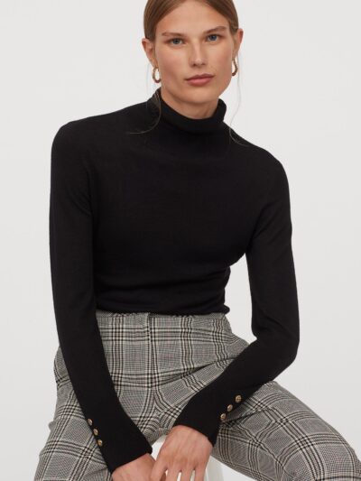 پیراهن بافت مشکی ساده